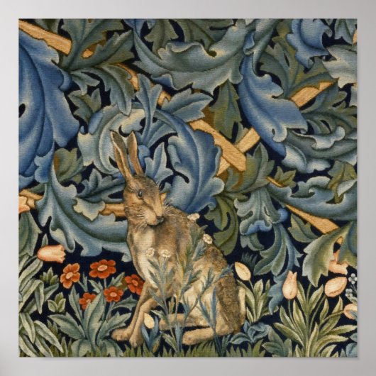 William Morris Forest Rabbit Floral Art Nouveau Poster (Voorkant)