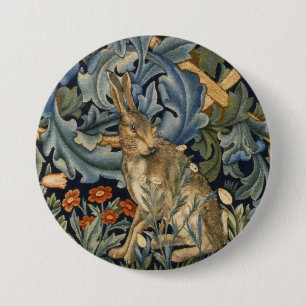 William Morris Forest Rabbit Floral Art Nouveau Ronde Button 7,6 Cm