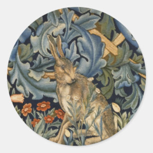 William Morris Forest Rabbit Floral Art Nouveau Ronde Sticker