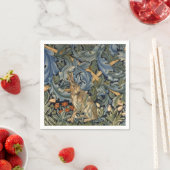 William Morris Forest Rabbit Floral Art Nouveau Servet (Insitu)