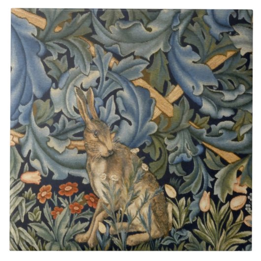 William Morris Forest Rabbit Floral Art Nouveau Tegeltje (Voorkant)