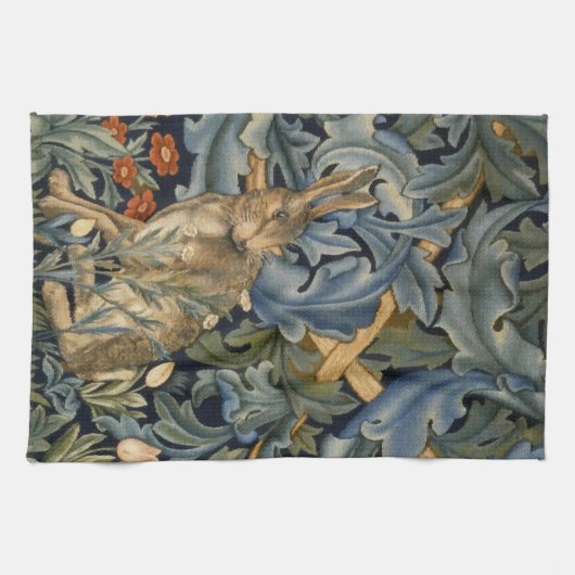 William Morris Forest Rabbit Floral Art Nouveau Theedoek (Horizontaal)