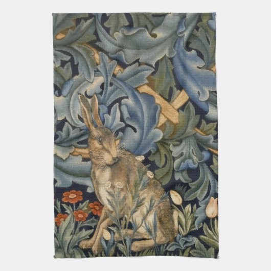 William Morris Forest Rabbit Floral Art Nouveau Theedoek (Verticaal)