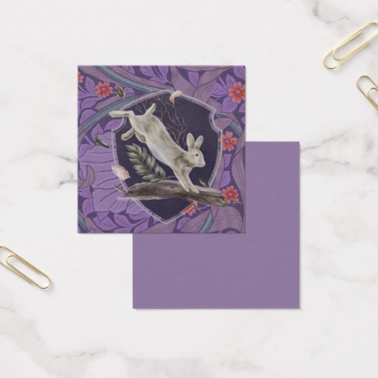 William Morris Forest Rabbit Floral Art Nouveau Vierkante Visitekaartjes (Kantoor)