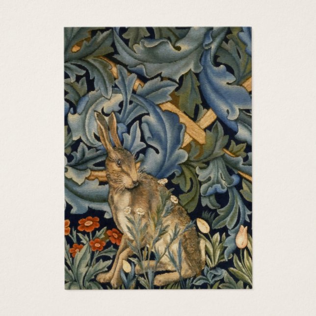 William Morris Forest Rabbit Floral Art Nouveau Visitekaartje (Voorkant)