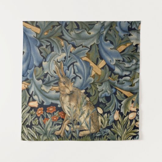 William Morris Forest Rabbit Floral Art Nouveau Wandkleed (Voorkant)