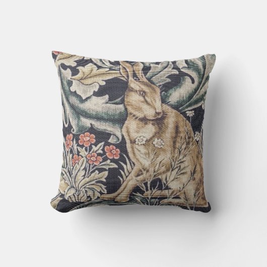 William Morris  Forest Rabbit Floral Kussen (Voorkant)