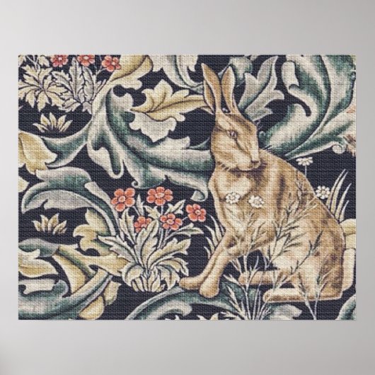 William Morris  Forest Rabbit Floral Poster (Voorkant)