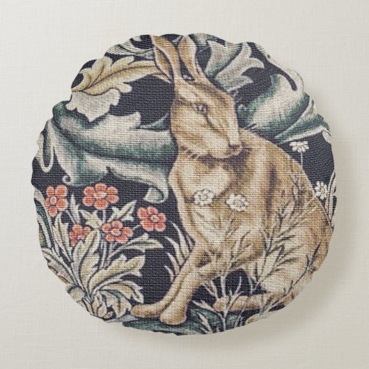 William Morris  Forest Rabbit Floral Rond Kussen (Voorkant)