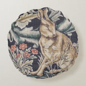 William Morris  Forest Rabbit Floral Rond Kussen (Achterkant)