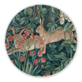 William Morris Forest Rabbit Floral Tapestry Keramische Knop (Voorkant)