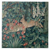 William Morris Forest Rabbits Floral Tegeltje (Voorkant)