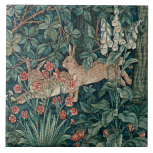 William Morris Forest Rabbits Floral Tegeltje