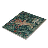 William Morris Forest Rabbits Floral Tegeltje (Zijkant)