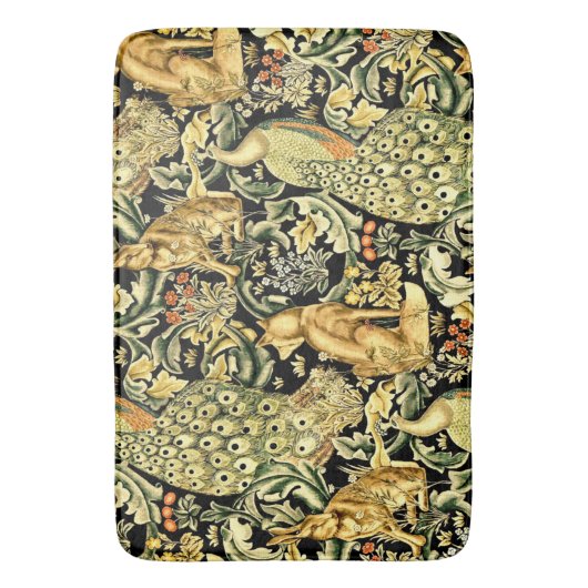 William Morris Forest Tapestry Fox Hare Peacock Badmat (Voorkant Verticaal)