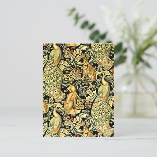 William Morris Forest Tapestry Fox Hare Peacock Briefkaart (Staand voorkant)