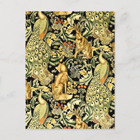 William Morris Forest Tapestry Fox Hare Peacock Briefkaart (Voorkant)