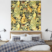 William Morris Forest Tapestry Fox Hare Peacock Canvas Afdruk (Insitu (Slaapkamer))