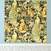 William Morris Forest Tapestry Fox Hare Peacock Canvas Afdruk (Insitu (Houten vloer))