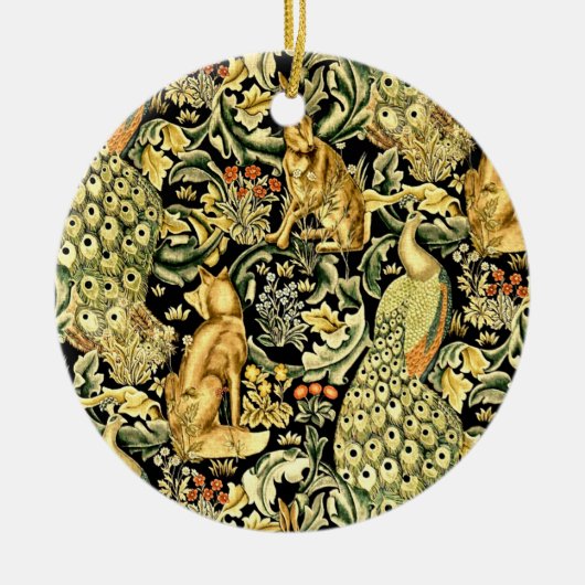 William Morris Forest Tapestry Fox Hare Peacock Keramisch Ornament (Voorkant)