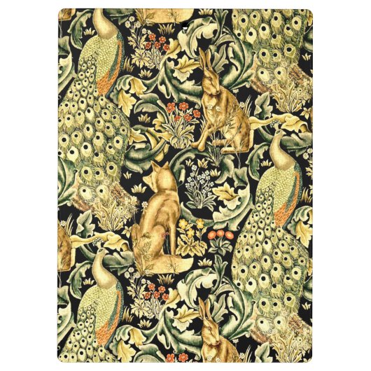 William Morris Forest Tapestry Fox Hare Peacock Klembord (Achterkant)