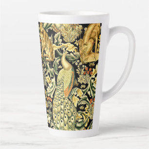 William Morris Forest Tapestry Fox Hare Peacock Latte Mok