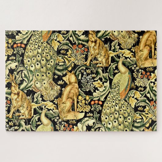 William Morris Forest Tapestry Fox Hare Peacock Legpuzzel (Horizontaal)