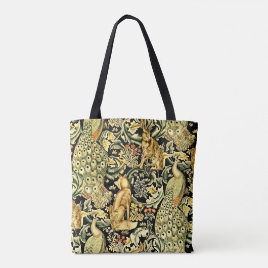 William Morris Forest Tapestry Fox Hare Peacock Tote Bag (Achterkant)