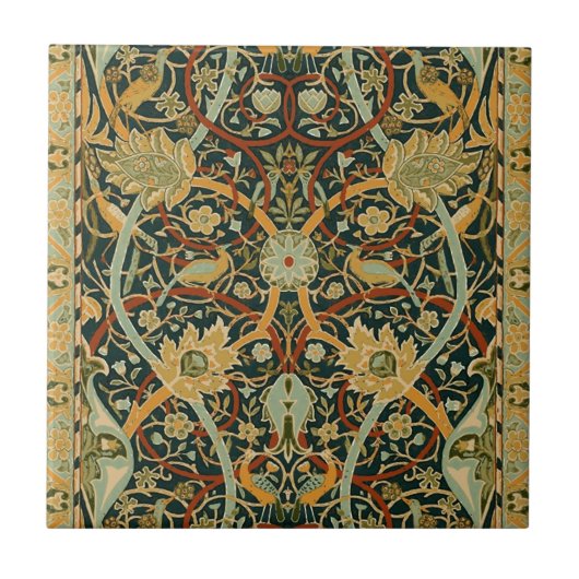 William Morris Forest Tapijt Patroon: Vintage Tegeltje (Voorkant)
