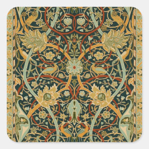 William Morris Forest Tapijt Patroon: Vintage Vierkante Sticker