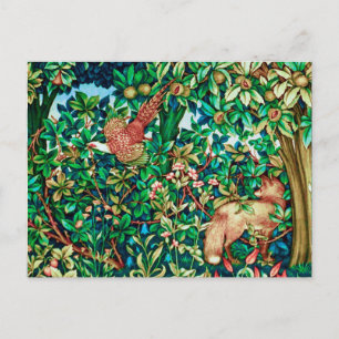 William Morris Fox en Pheasant Tapestry Print Briefkaart