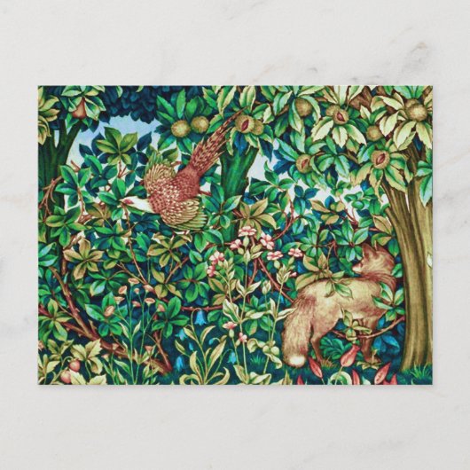 William Morris Fox en Pheasant Tapestry Print Briefkaart (Voorkant)