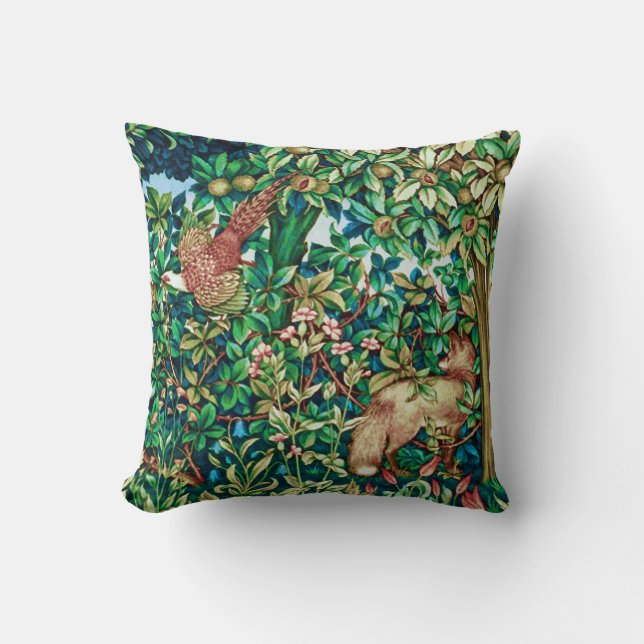 William Morris Fox en Pheasant Tapestry Print Kussen (Voorkant)