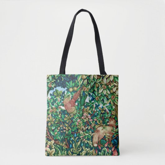 William Morris Fox en Pheasant Tapestry Print Tote Bag (Voorkant)