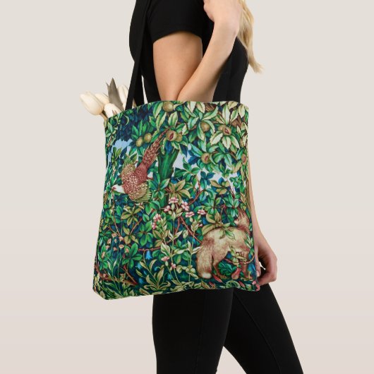 William Morris Fox en Pheasant Tapestry Print Tote Bag (Dichtbij)