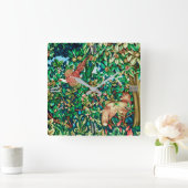 William Morris Fox en Pheasant Tapestry Print Vierkante Klok (Huis)