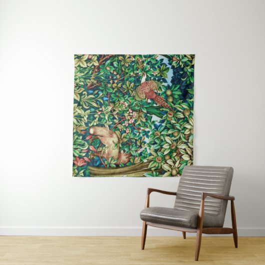 William Morris Fox en Pheasant Tapestry Print Wandkleed (In Situ (horizontaal))