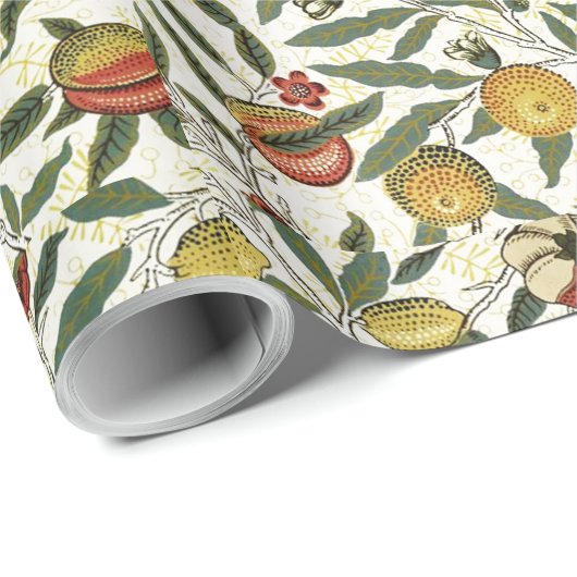 William Morris Fruit geel rood groen Cadeaupapier (Rol Hoek)