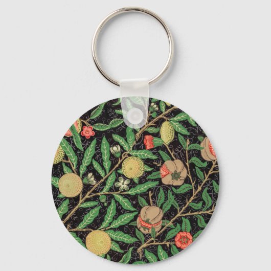William Morris Fruit Granaat Bloempatroon Sleutelhanger (Voorkant)