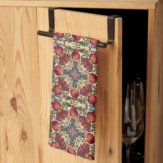 William Morris Fruit Granaat Bloempatroon Theedoek (Derde Gevouwen)