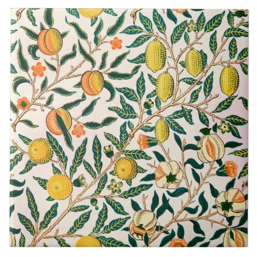 William Morris Fruit Granaat Vintage Tegeltje (Voorkant)