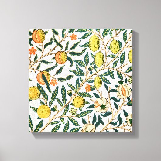 William Morris Fruit Granaat Witte Ornament Canvas Afdruk (Voorkant)