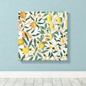 William Morris Fruit Granaat Witte Ornament Canvas Afdruk (Insitu (Houten vloer))