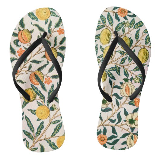 William Morris Fruit Granaat Witte Versiering Teenslippers (Voetbed)