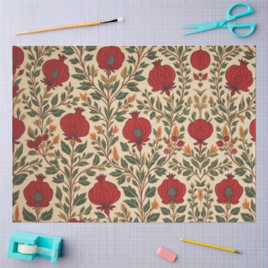 William Morris Fruit Granaatappel Bloempatroon Tissuepapier (Craft)