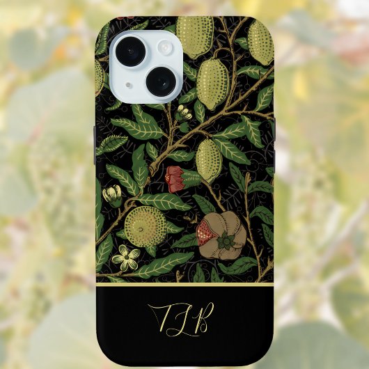 William Morris Fruit  Patten in Goud Zwart Case-Mate iPhone Case