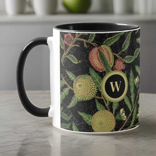 William Morris Fruit Pattern met Monogram Initiaal Mok