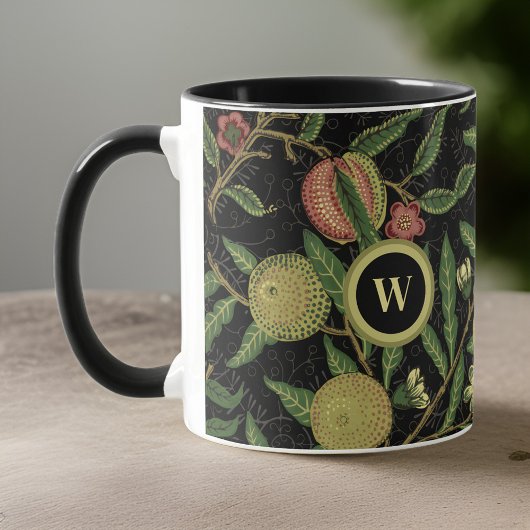 William Morris Fruit Pattern met Monogram Initiaal Mok