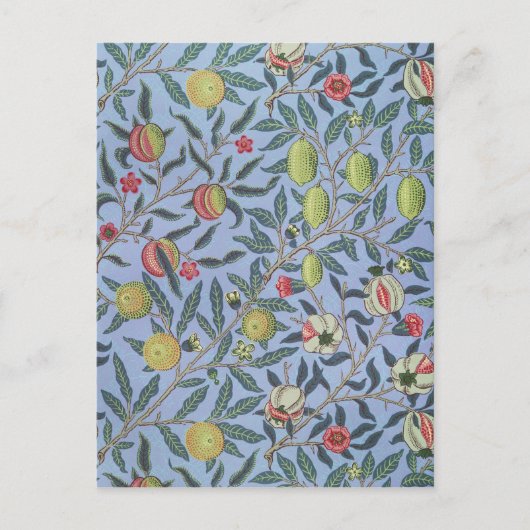 William Morris Fruit Pomegranate Blue Ornament Briefkaart (Voorkant)