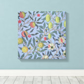 William Morris Fruit Pomegranate Blue Ornament Canvas Afdruk (Insitu (Houten vloer))